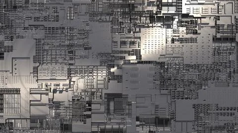 3d cpu processor chip background. Technological metal abstract illustration of 스톡 일러스트