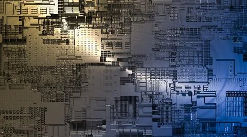 3d cpu processor chip background. Technological metal abstract illustration of 스톡 일러스트