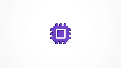 3D CPU Silicon Microchip Icon Animated Loop on White Background 4K 動画素材 347650988