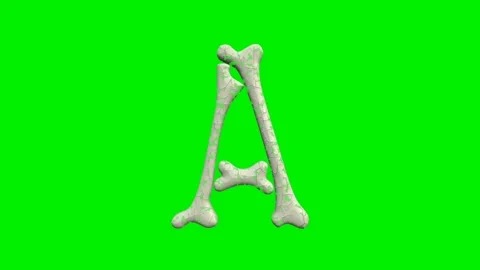 3d cracked bone alphabet letters animation on green screen background Stock Footage 335395585