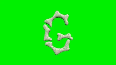 3d cracked bone alphabet letters animation on green screen background Stock Footage 335395622