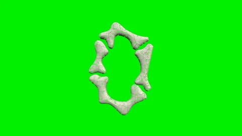 3d cracked bone alphabet letters animation on green screen background Video stock 335395728