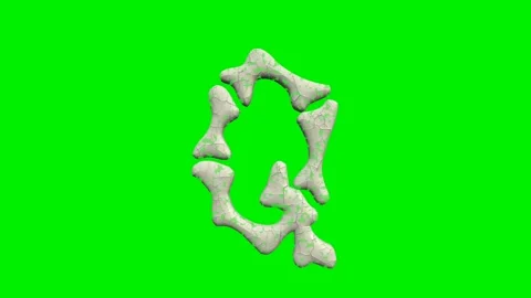 3d cracked bone alphabet letters animation on green screen background Video stock 335395745