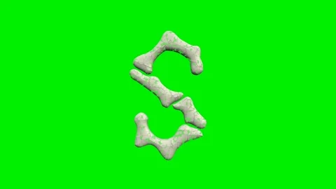 3d cracked bone alphabet letters animation on green screen background 動画素材 335395749