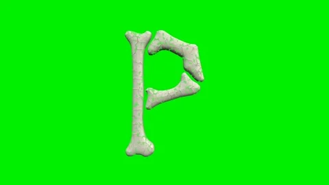 3d cracked bone alphabet letters animation on green screen background Vidéo 335395756