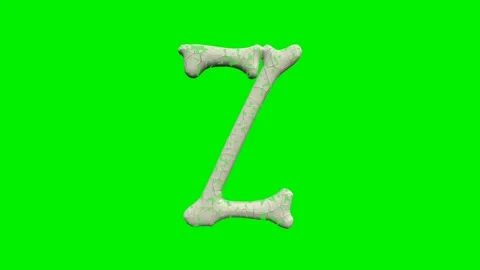 3d cracked bone alphabet letters animation on green screen background Stock Footage 335395833