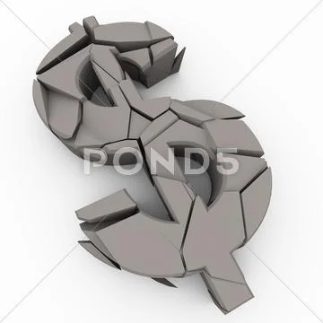 3d cracked dollar sign Stock Illustration