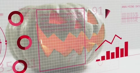 3D cracked orb initiating red globe rings, scrolling binary, animating charts Stock Footage 316963079
