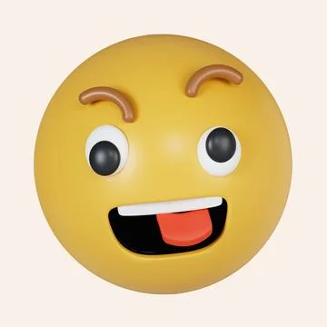 3d crazy emotion. A face showing a stuck-out tongue. icon isolated on gray Stock Illustration