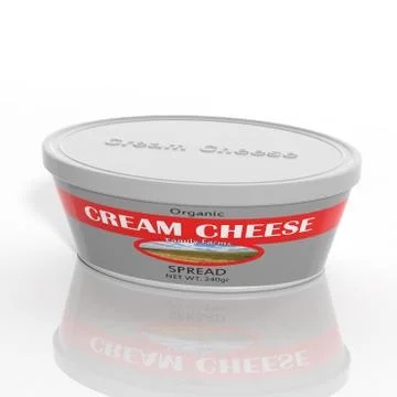 3D cream cheese plastic container isolated on white Stock Illustration