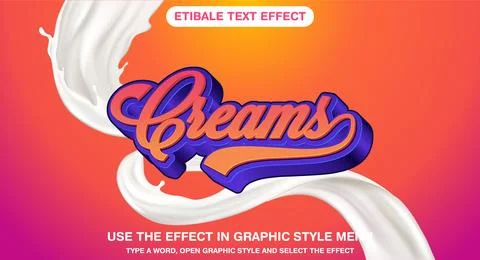 3d creams editable text effect with attractive background Stock Illustration