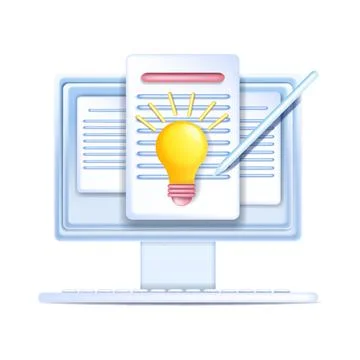 3D creative content making vector concept, web document writing, online file Stockillustratie