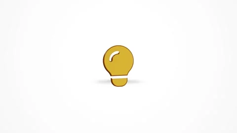 3D Creative Idea Lightbulb Icon Animated Loop on White Background 4K Stock Footage 347650959