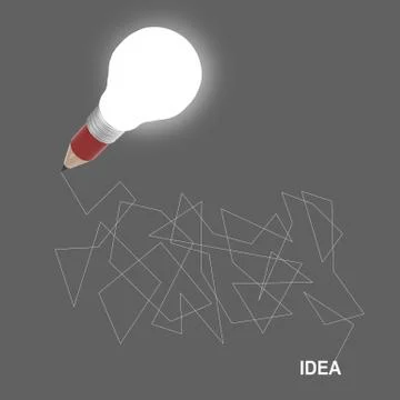 3d creative pencil lightbulb as concept creative 스톡 일러스트