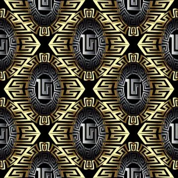 3d creative textured greek vector seamless pattern. 스톡 일러스트