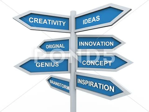 3d creativity signpost Stock Illustration
