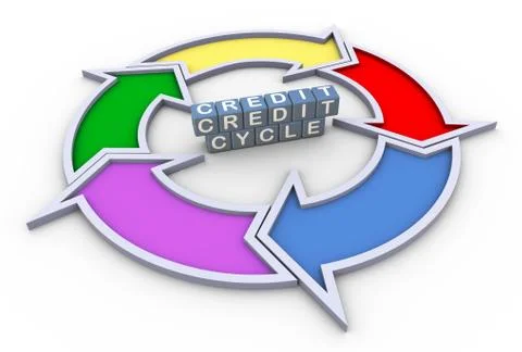 3d credit cycle flowchart 스톡 일러스트