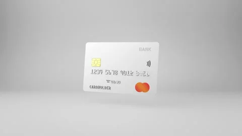3d credit debit plastic card visualisation. Loop animation bank money spinning Stock Footage 167637395