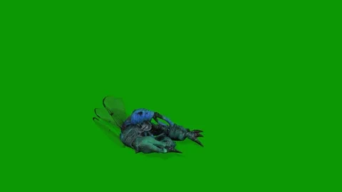 3D Creepy Bug Monster Die Scene on Green Screen Background Stock Footage 316659589