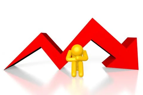 3D crisis, down arrow chart Stock Illustration