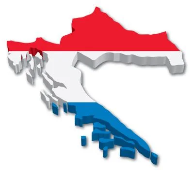 3D Croatia Flag Map Stock Illustration