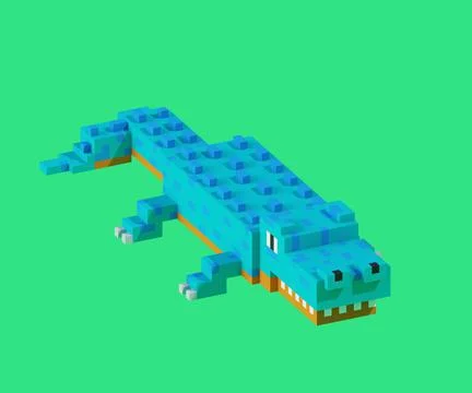 3D crocodile green background Stock Illustration