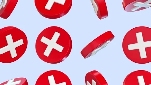 3D Cross Checkmark Sign on a Red Background Falling Animation. Wrong Symbol 3D. Stock Footage 292260062