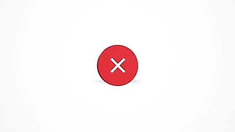 3D Cross Circle Error Icon Animated Loop on White Background 4K Stock Footage 347650841