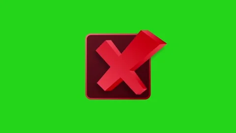 3d cross mark animated on bright green screen for rejection and prohibition Stock Footage 314786470
