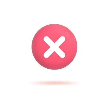 3d cross mark icon, negative or decline sign, realistic red cross button Stock Illustration