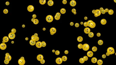 3D Crying and Sad Emojis Overlay, Falling Yellow Tearful Faces Loop Stock Footage 331547316