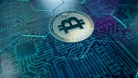 3D Crypto Digital Circuit Board Stock Footage 220509750