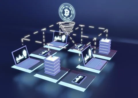 3d cryptocurrency rendering modern design Stockfoto's