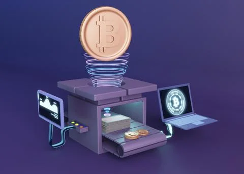 3d cryptocurrency rendering modern design Stock Photos
