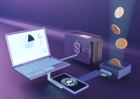 3d cryptocurrency rendering modern design Stock Photos