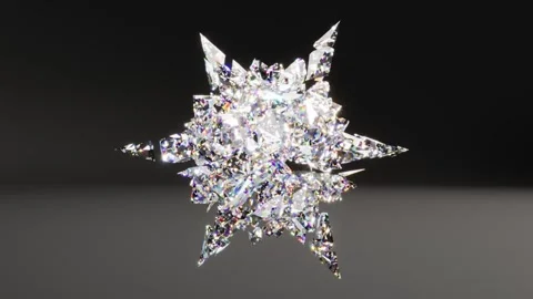 3d crystal cracked destroyed star on black bg rotate loop endless Video stock 305264743