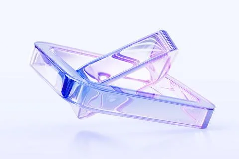 3d crystal glass square frame shapes with holographic light effect in motion Stock Illustration