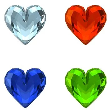 3D Crystal Hearts Stock Illustration