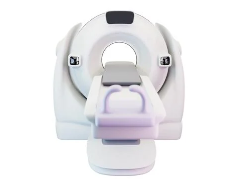 The 3D CT scanner image, isolated on a white background, demonstrates moder.. Illustrazione stock