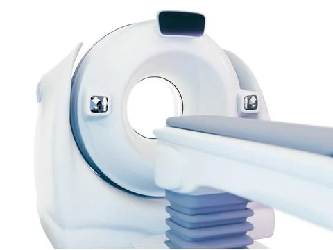 The 3D CT scanner image, isolated on a white background, demonstrates moder.. Stock Illustration
