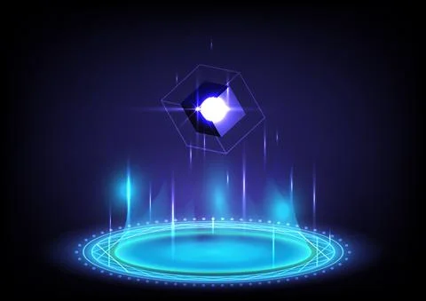 3D cube. Abstract background. Portal and hologram science futuristic. Sci-fi  イラスト素材