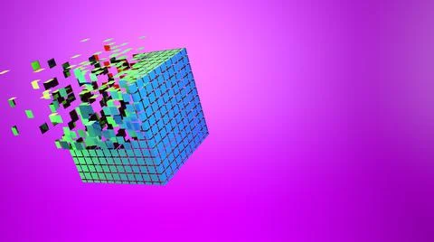 3d cube abstract background. Technology futuristic geometric block Stock Illustration