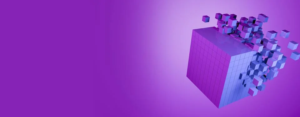 3d cube abstract banner background. Technology futuristic geometric block Stock Illustration