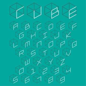 3d cube alphabet and number Stock Illustration