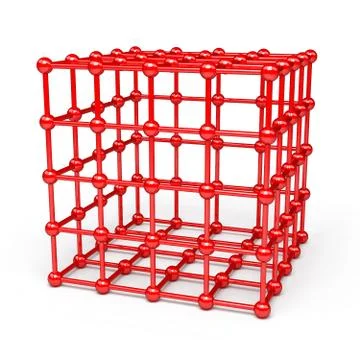 3D Cube and corner spheres Stock Illustration