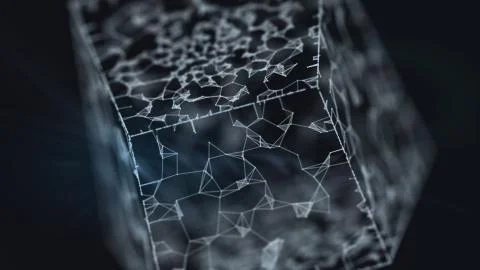 3D cube with binary code network abstract image. Illustrazione stock