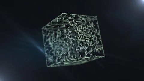 3D cube with binary code network abstract image. 스톡 일러스트