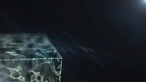 3D cube with binary code network abstract image. Illustrazione stock