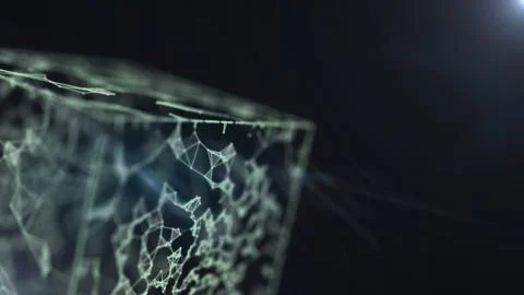 3D cube with binary code network abstract image. 스톡 일러스트