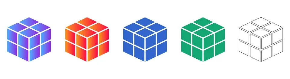 3D Cube Block Icons Set Stock Illustration